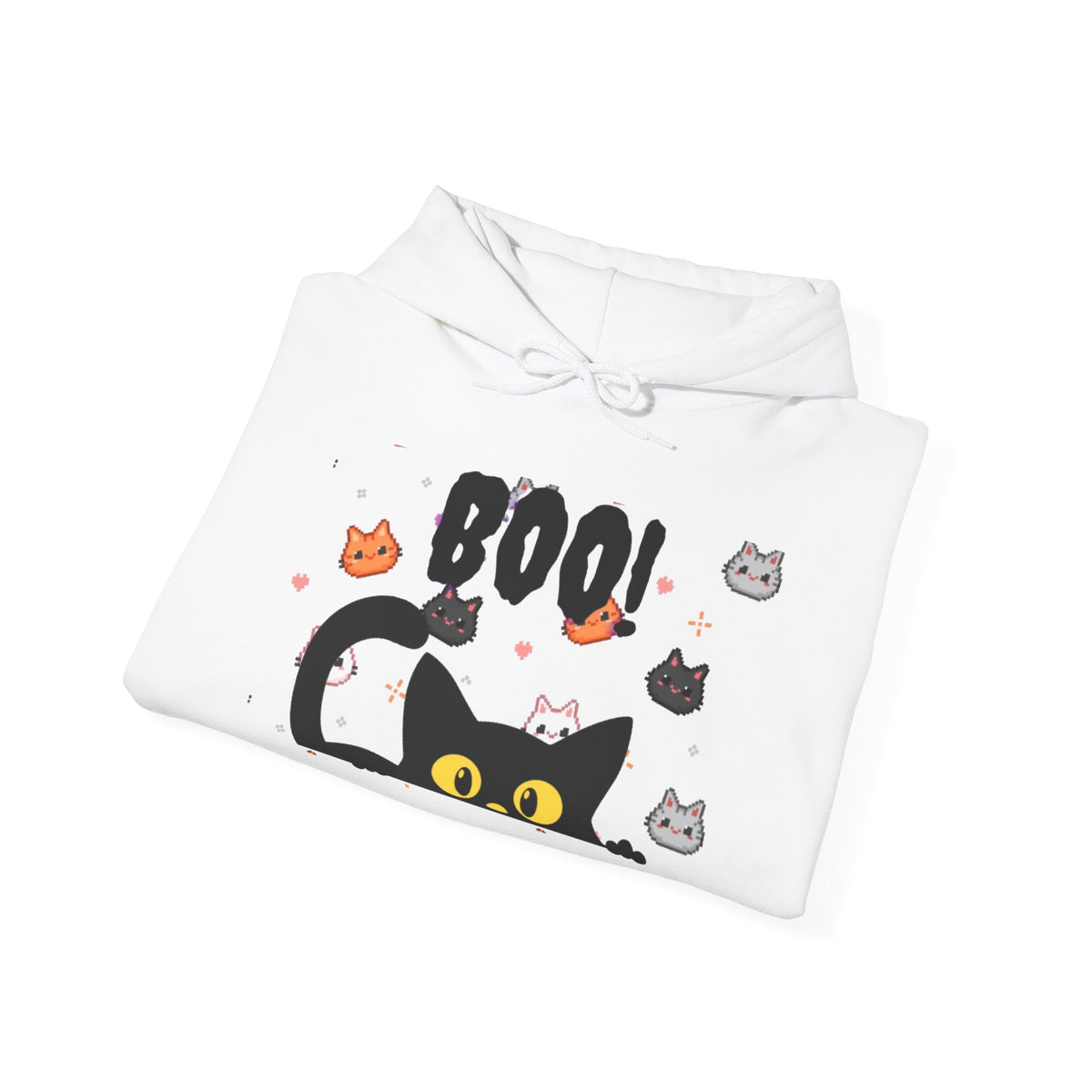 Halloween Cat 'Boo' Hoodie – Cute Spooky Black Cat Pullover