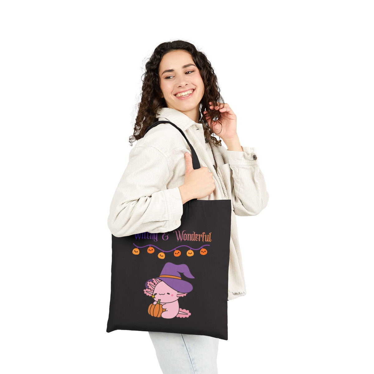 Halloween Pumpkin Tote Bag — "Boo!" & "Witchy & Wonderful" Cotton Canvas Tote
