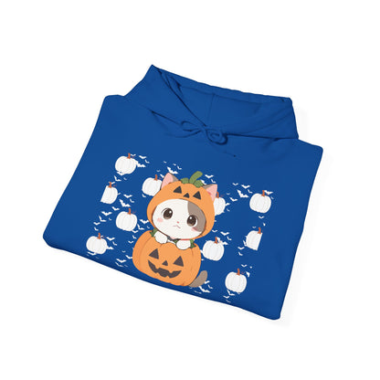 Halloween Pumpkin Cat Hoodie — Cute Jack-O'-Lantern Kitten Sweatshirt