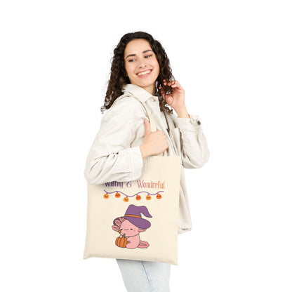 Halloween Pumpkin Tote Bag — "Boo!" & "Witchy & Wonderful" Cotton Canvas Tote
