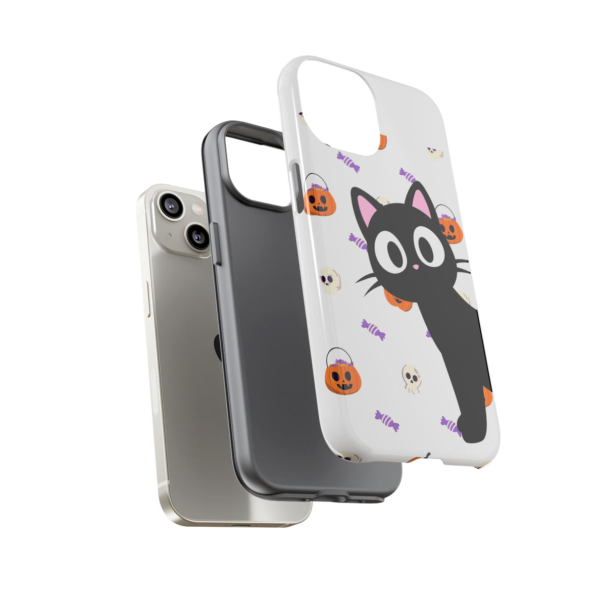 Halloween Black Cat Phone Case — Cute Trick-or-Treat Pattern Tough Case