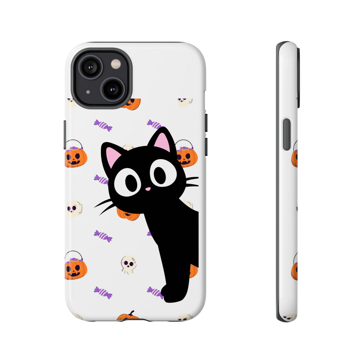 Halloween Black Cat Phone Case — Cute Trick-or-Treat Pattern Tough Case