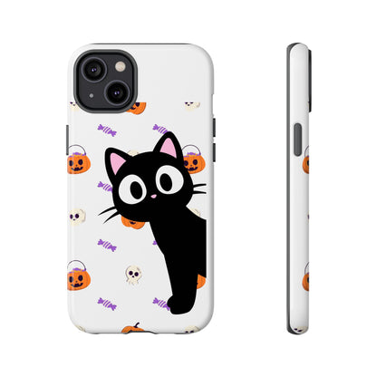 Halloween Black Cat Phone Case — Cute Trick-or-Treat Pattern Tough Case
