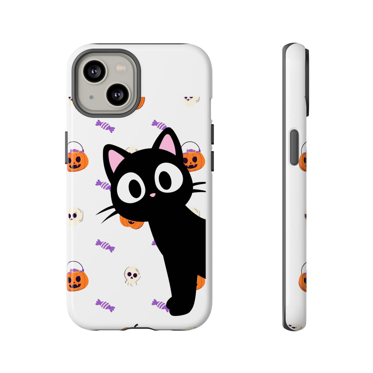 Halloween Black Cat Phone Case — Cute Trick-or-Treat Pattern Tough Case