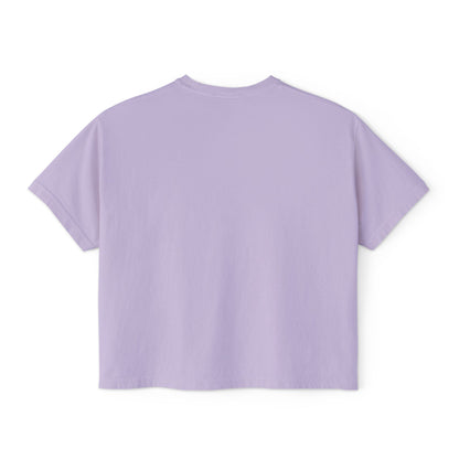 Cute Cat Bubble Tea Boxy Tee — Kawaii Heart Graphic Women's Crop T‑Shirt