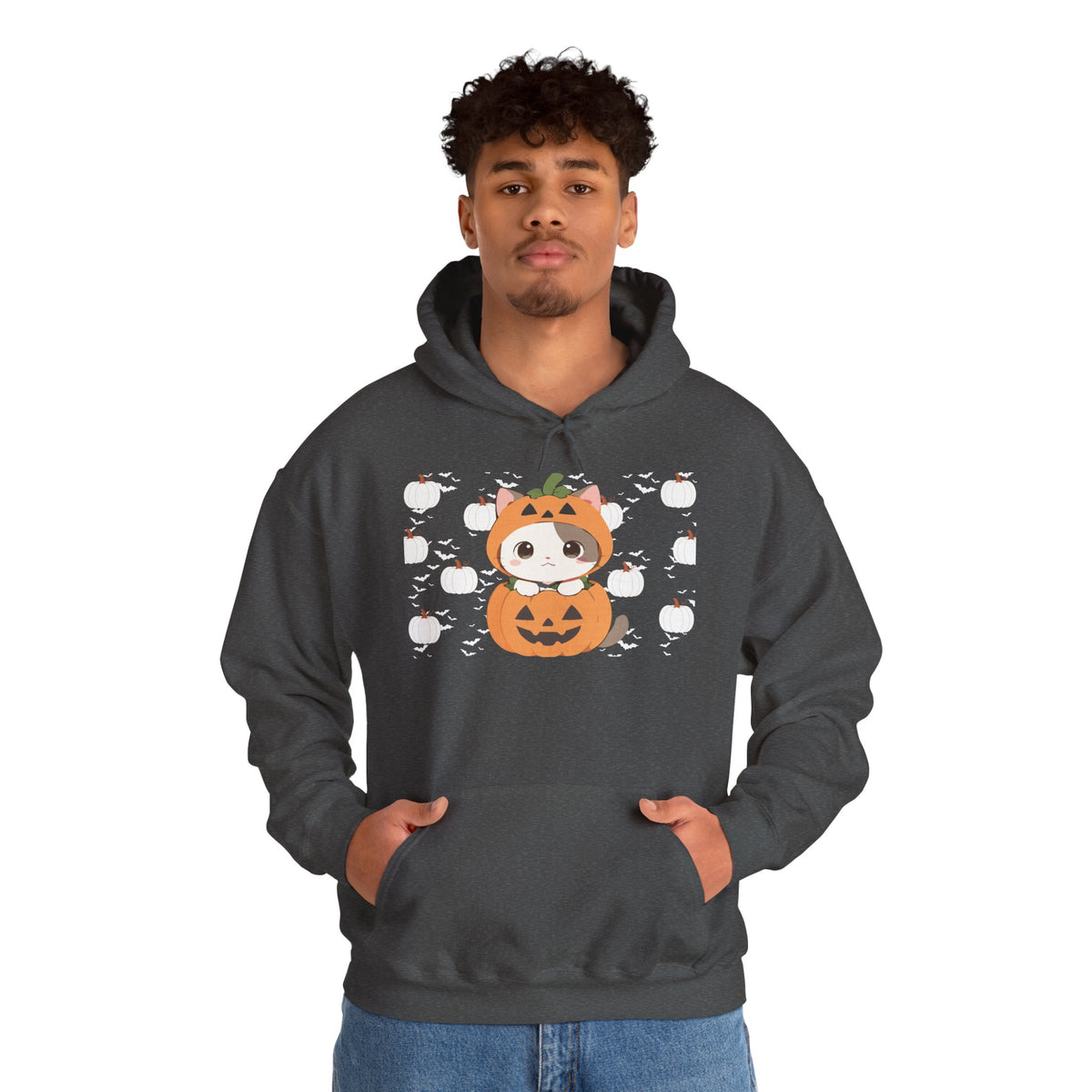 Halloween Pumpkin Cat Hoodie — Cute Jack-O'-Lantern Kitten Sweatshirt