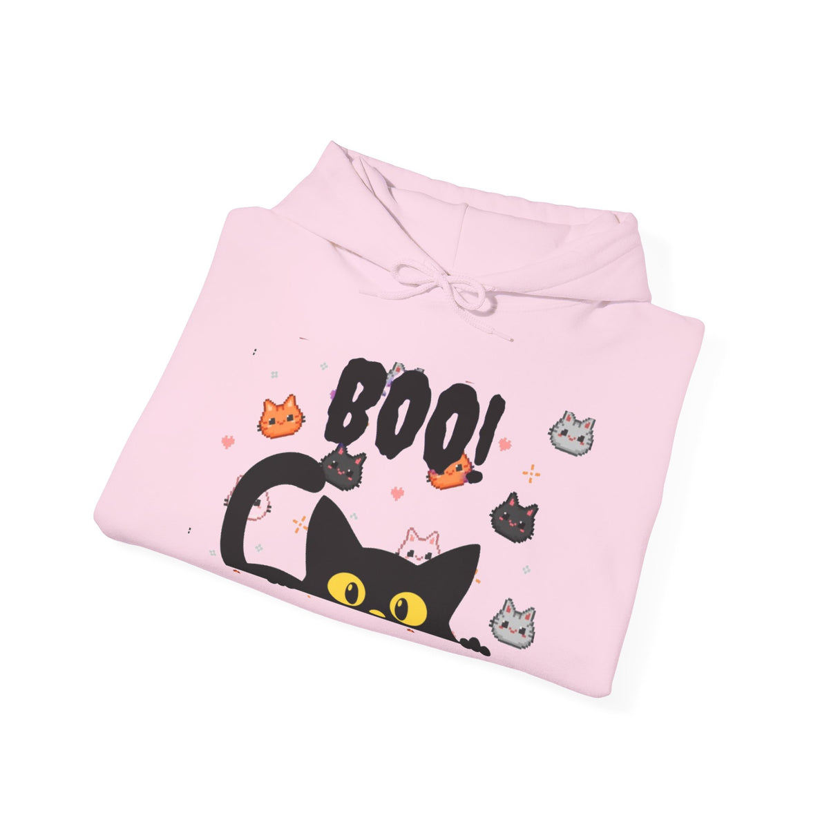 Halloween Cat 'Boo' Hoodie – Cute Spooky Black Cat Pullover