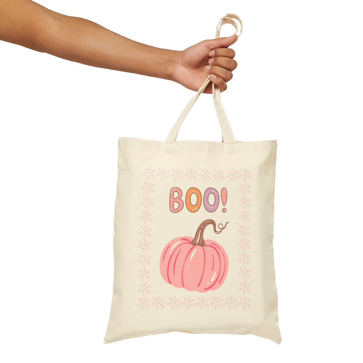 Halloween Pumpkin Tote Bag — "Boo!" & "Witchy & Wonderful" Cotton Canvas Tote